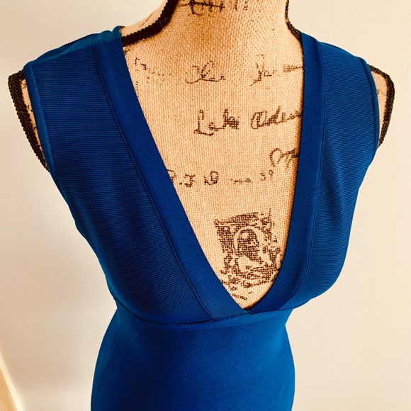 Hot Blue Cocktail Dress - Open Back - Picture 3 of 3
